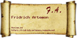 Fridrich Artemon névjegykártya